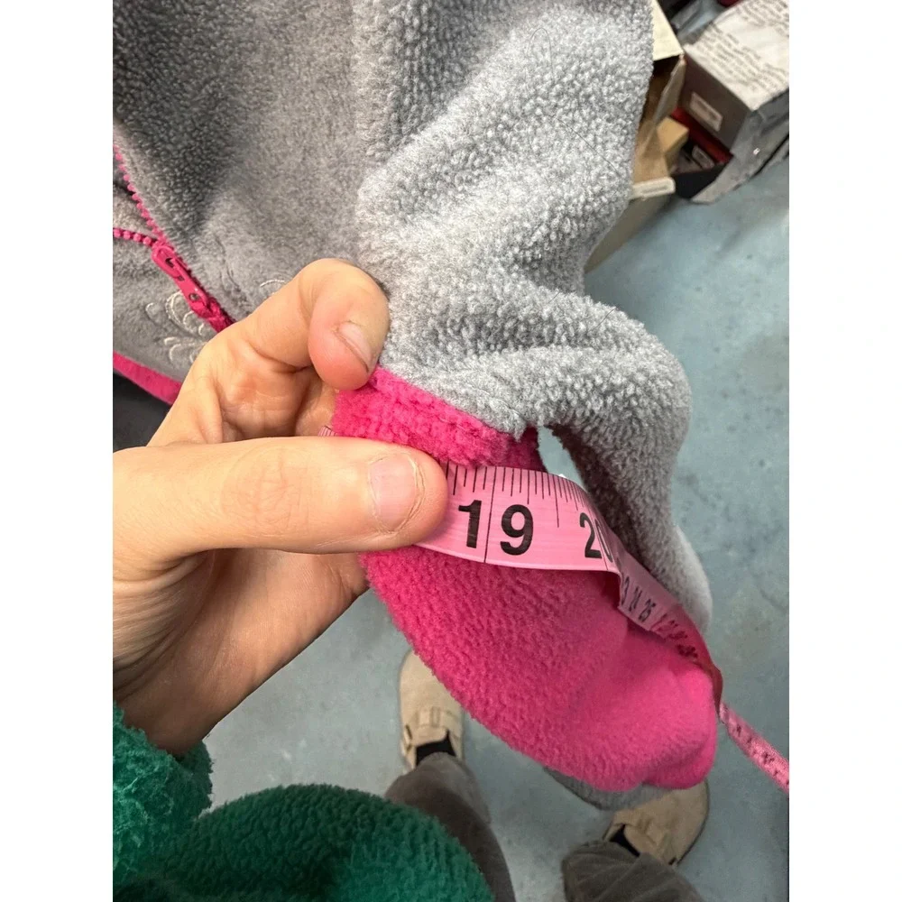 Disney Parks Kids Grey Pink Mickey Minnie Mouse Fleece Zip‎ Jacket Thumbholes L